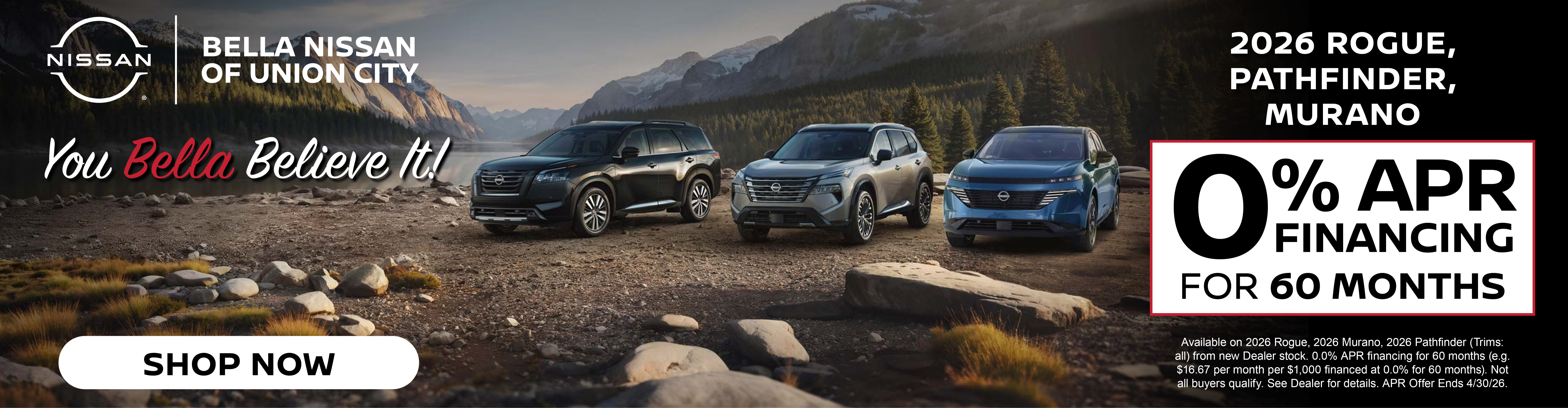 2025 Nissan Rogue/Pathfinder/Murano deals: 0% APR. Sale at Bella Nissan of Union City